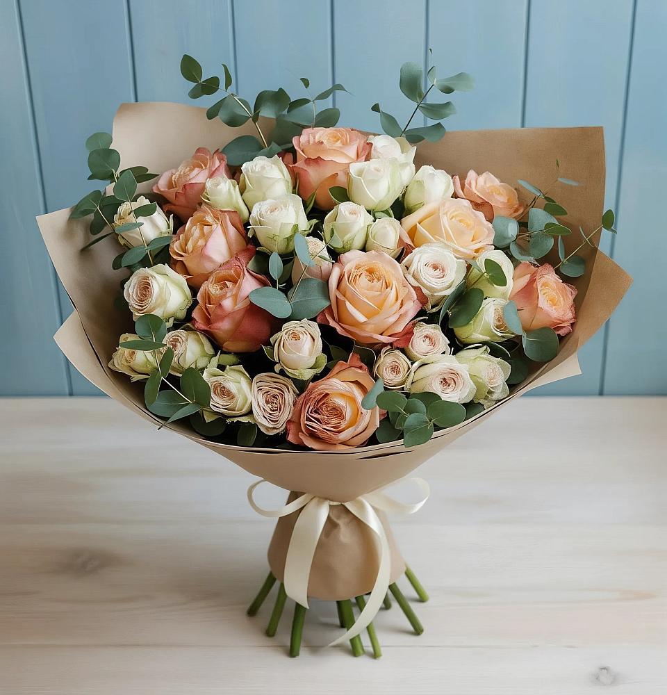 Букет цветов из: Альстромерии и Розы в Медведь