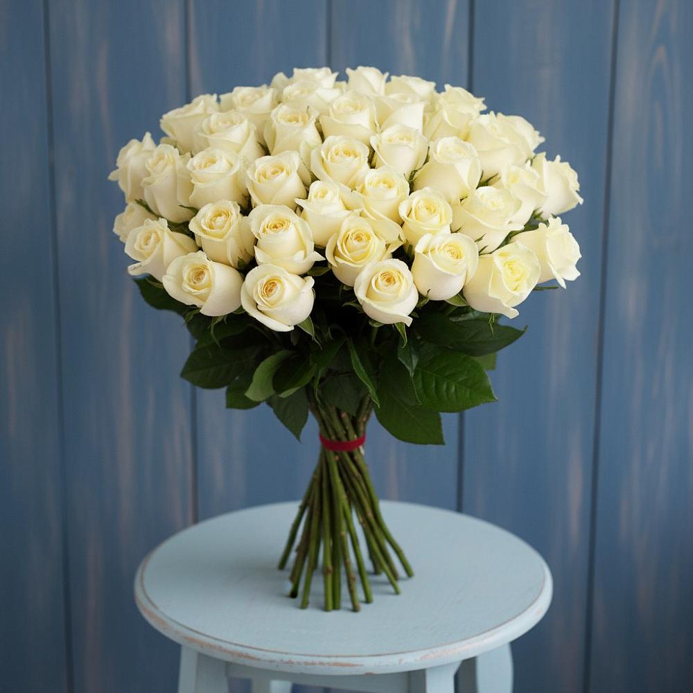 Букет 51 Белая роза Эдлесс Лав в Медведь