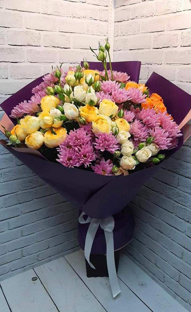 Букет цветов из: Хризантемы и Розы в Медведь