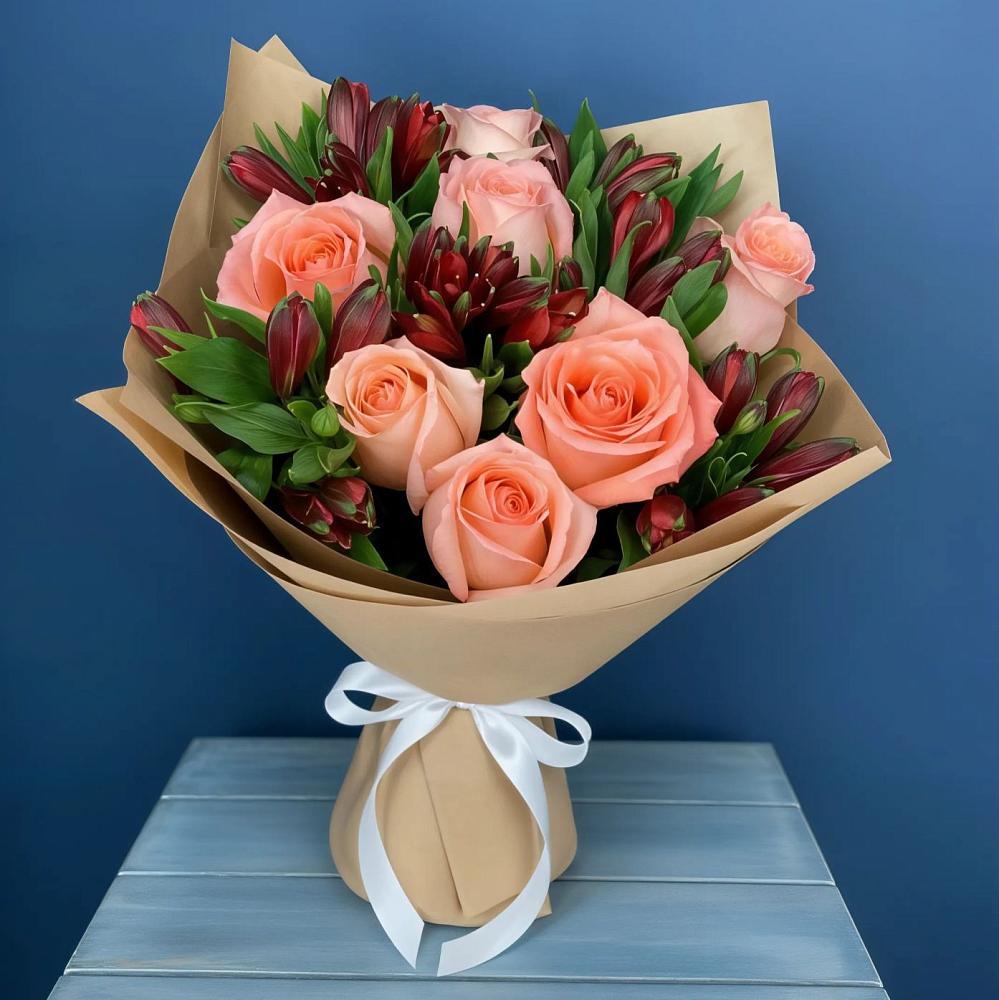 Букет цветов из: Розы и Альстромерии в Медведь