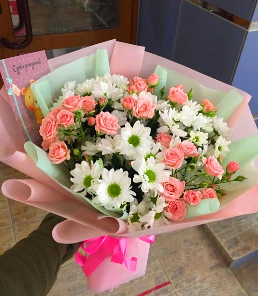 Букет цветов из: Розы и Хризантемы в Медведь