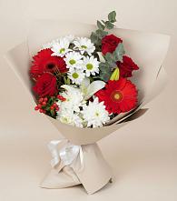 Букет цветов из:  Розы, Хризантемы, Герберы и Лилии в Медведь