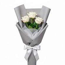 Букет 3 белые розы #REPLACE_PRED# Медведь
