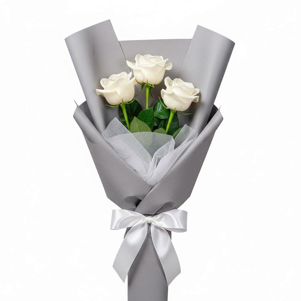 Букет 3 белые розы в Медведь