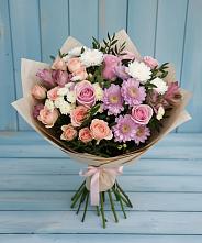 Букет цветов из:  Хризантемы, Розы и Альстромерии в Медведь