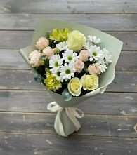 Букет цветов из:  Альстромерии, Розы и Хризантемы #REPLACE_PRED# Медведь